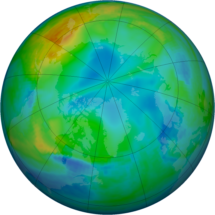 Arctic ozone map for 30 November 1991